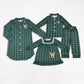 Sibling Boys Girls Adult Women Christmas Embroidery Deer Green Plaid Dress Pajamas Shirt Set RTS