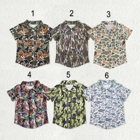 Sibling Baby Boys Short Sleeves Camo Print Buttons Shirts Tops RTS