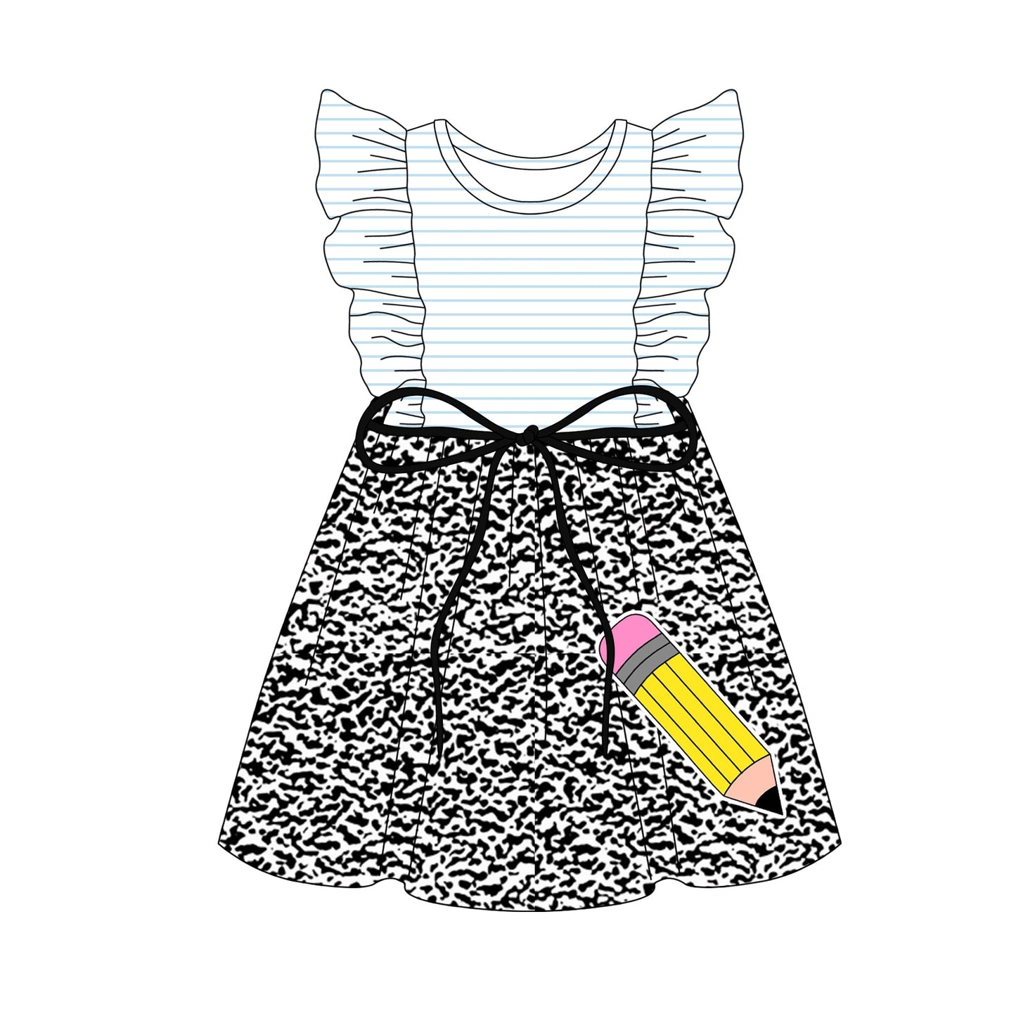 Baby Girl Short Sleeves Back To School Pencil Dress ( Moq 5 ) 3.5