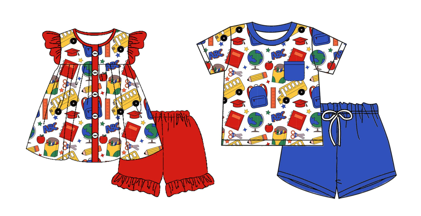 ( Moq 5 Each Style ) Baby Boy Girl Short Sleeves Back To School Sibling Set 3.29