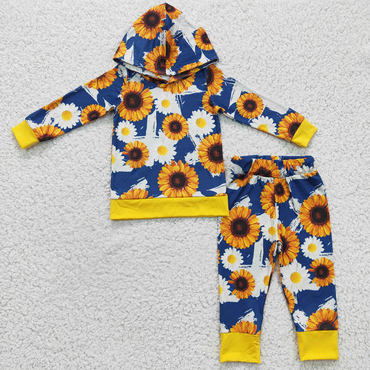 Promotion 6 B10-5 Baby Girl Sunflower Long Sleeves Hoodie Outfit