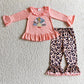 Sibling Girls Toddler Fall Embroidery turkey Tunic Pants Thanksgiving Set Clothes RTS