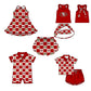 ( Moq 5 Each Style ) Baby Boys Girls Toddler Bows Team Sibling Red Shorts Dress Shirt Set Clothes