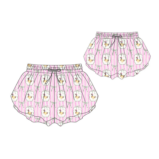 ( Moq 5 Each Style ) Kids Girls Adult Women Ducks Bows Pink Shorts Sibling Mom and Me Yoga Clothes