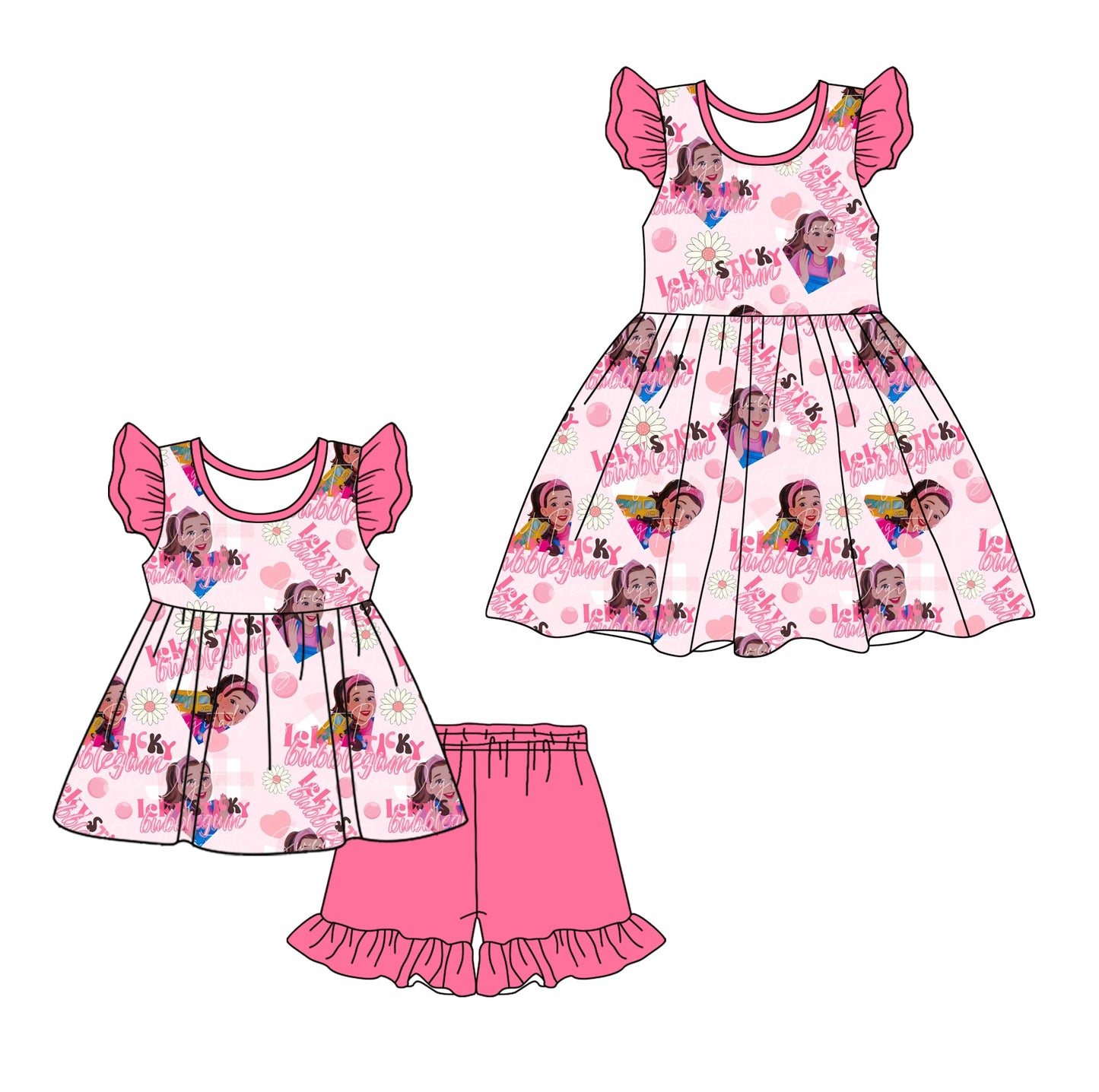 Baby Girl Teacher Flower Back To School Sibling Dress Set ( Moq 5 Each Style ) 1.10