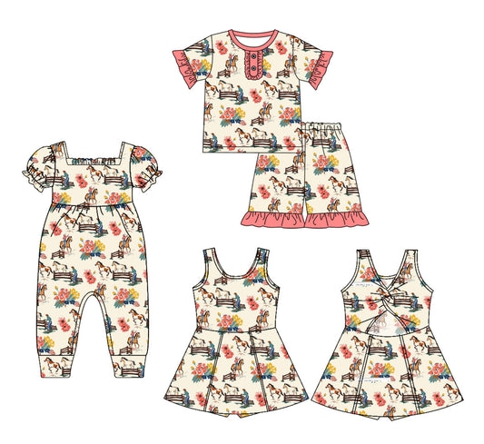 Baby Girl Western Rodeo Flower Sibling Romper Dress Set ( Moq 5 Each Style ) 1.20