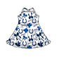 ( Moq 5 Each Style ) Sibling Baby Girls Kids Blue Bows Football Knee Length Dresses Clothes