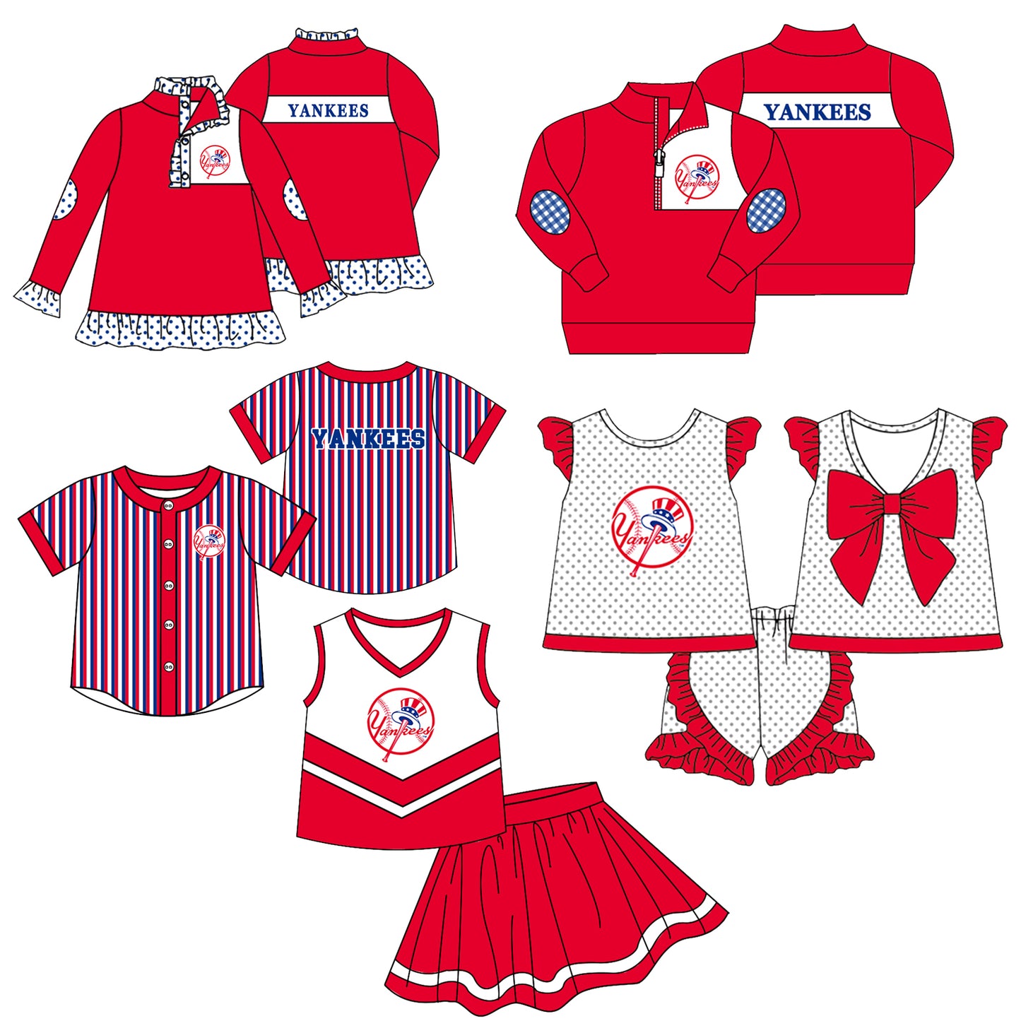 ( Moq 5 Each Style ) Baby Boys Girls Kids Sibling Red Shirts Sets Team Baseball Clothes