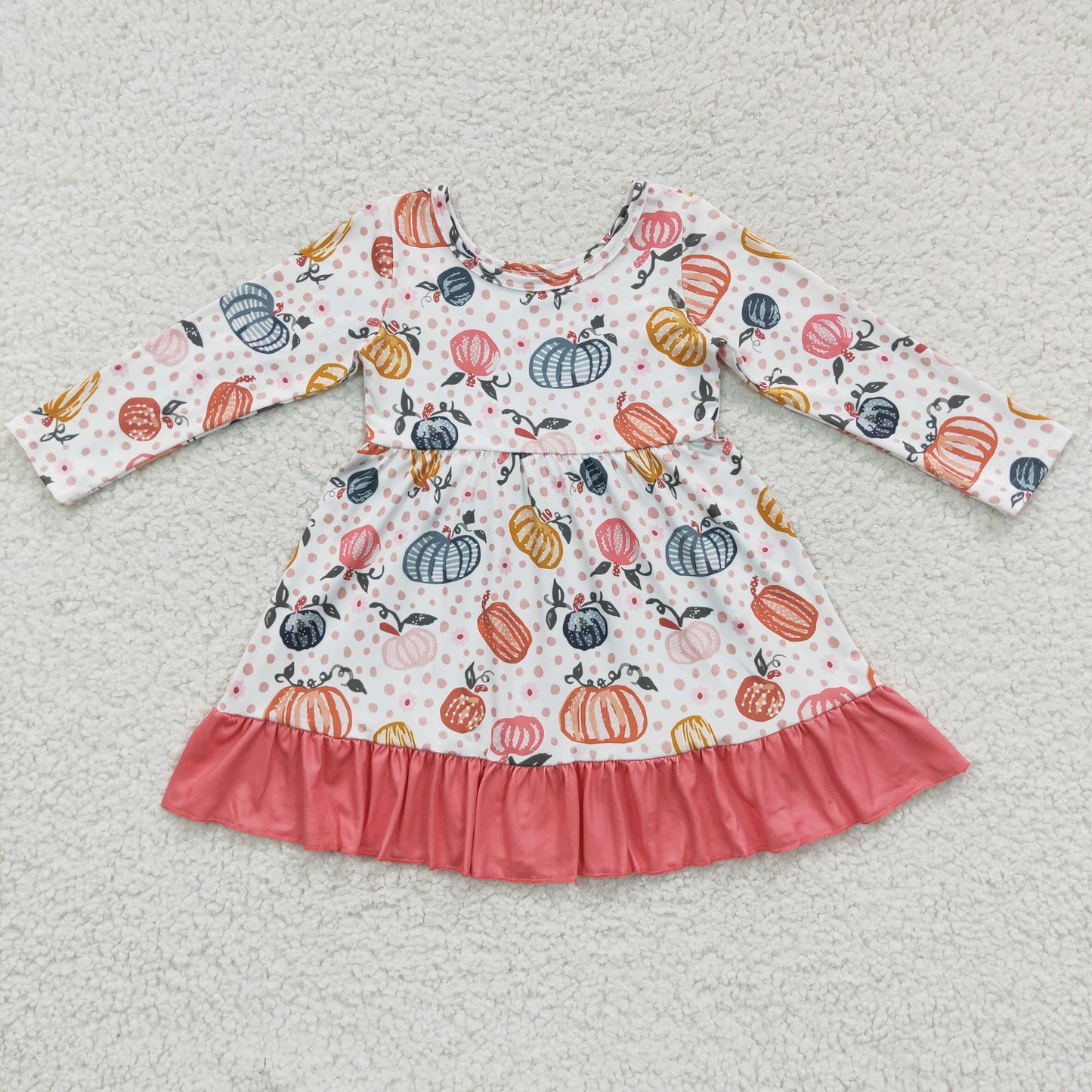 GLD0204 Baby Girl Long Sleeves Pumpkin Dress