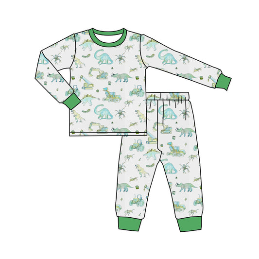 Baby Boy Toddler Long Sleeves Dinosaurs Shirt Pants Pajamas Set Moq 5