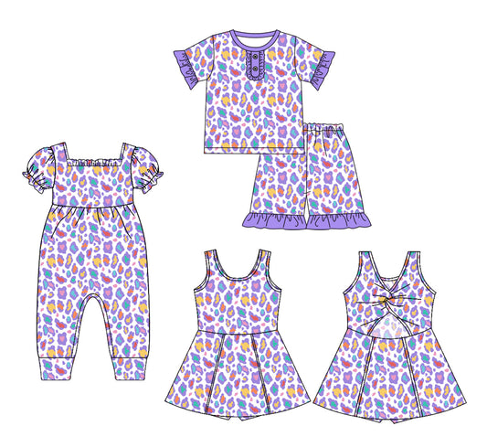 Baby Girl Leopard Purple Sibling Romper Dress Set ( Moq 5 Each Style ) 2.17