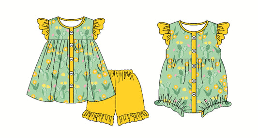 Baby Girl Western Cactus Flower Sibling Dress Set ( Moq 5 Each Style ) 3.1