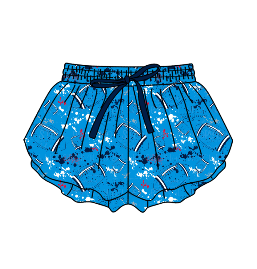 ( Moq 5 Each Style ) Baby Boys Girls Kids Football Sibling Shorts Romper Bows Dresses Set Team Blue Clothes
