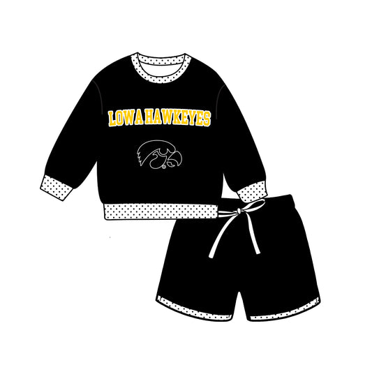( Moq 5 ) Baby Girls Kids Long Sleeves Shirt Shorts Team Set Clothes