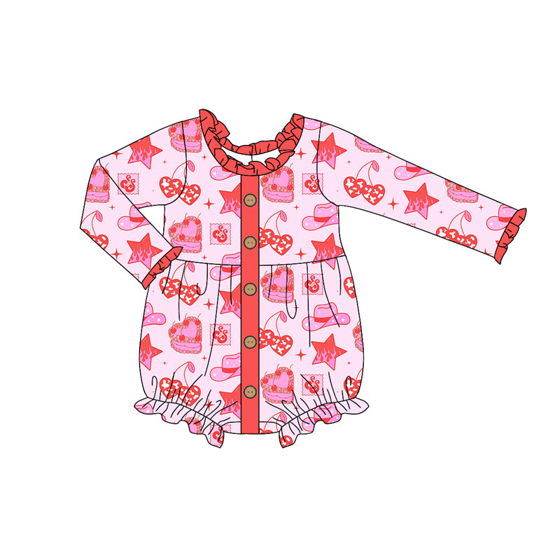 Baby Girl Infant Valentine Western Bubble Romper