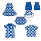 ( Moq 5 Each Style ) Baby Boys Girls Toddler Blue Bows Team Sibling Shorts Dress Shirt Set Summer Clothes