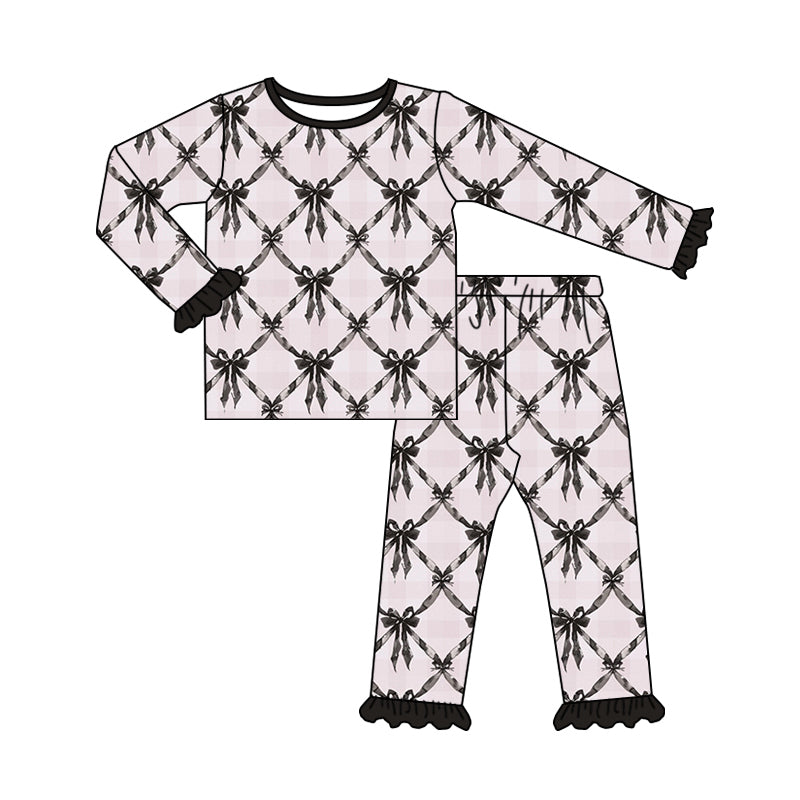 Baby Girl Long Sleeves Bows Shirt Pants Pajamas Set