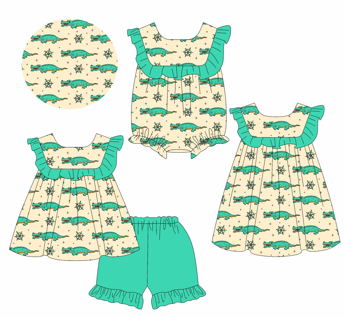 Baby Girl Short Sleeves Ruffle Sibling Romper Dress Set ( Moq 5 Each Style ) 2.14