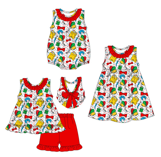 Baby Girl Sleeveless Dr Reading Sibling Romper Dress Set ( Moq 5 Each Style ) 3.13