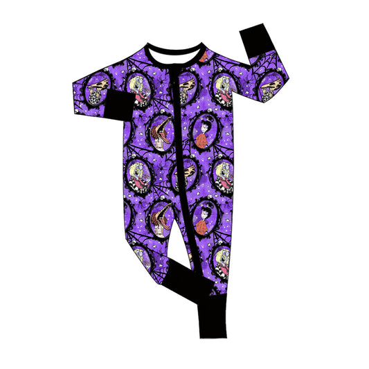 Baby Boy Long Sleeves Halloween Purple Zipper Romper