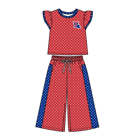 ( Moq 5 ) Baby Girls Kids Short Sleeves Shirt Pants Team Set Clothes