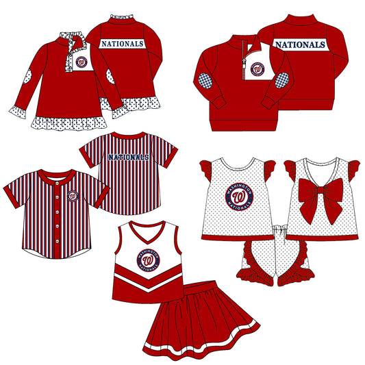 ( Moq 5 Each Style ) Baby Boys Girls Kids Sibling Red Shirts Team Sets Baseball Clothes