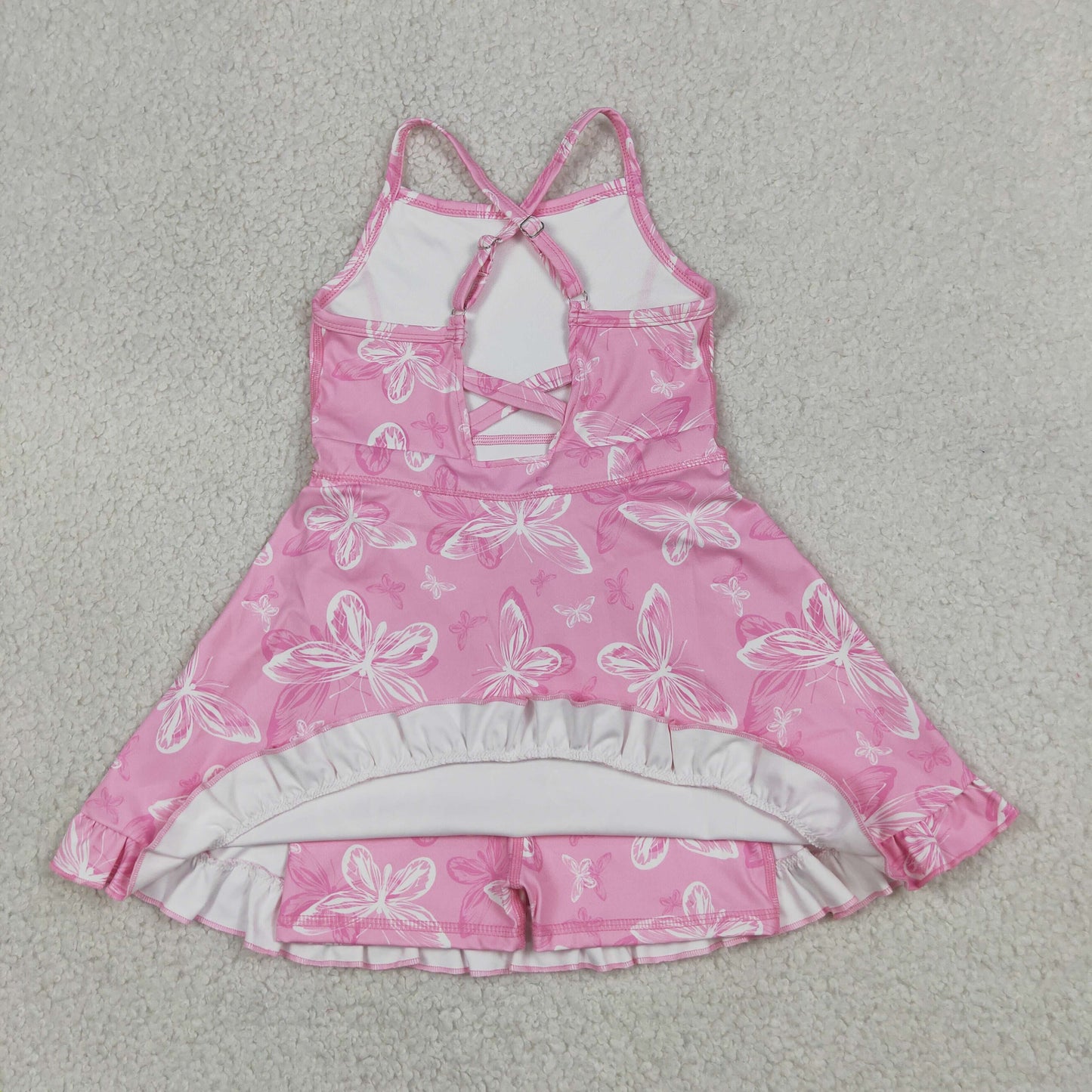 Baby Girls Kids Sleeveless Butterfly Yoga Active Knee Length Dress RTS