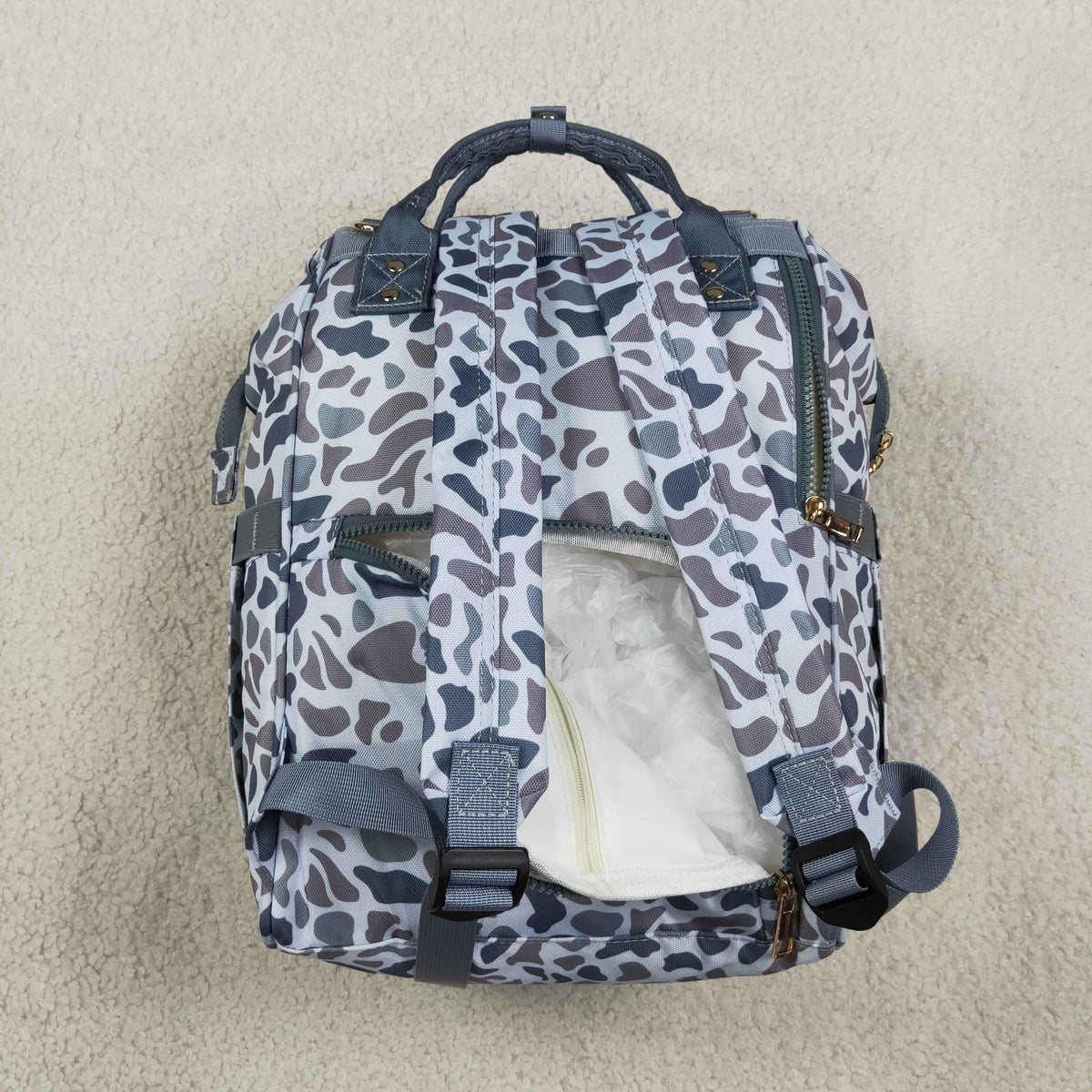 Baby Boys Kids Grey Camo Zipper Backpack School Bag RTS