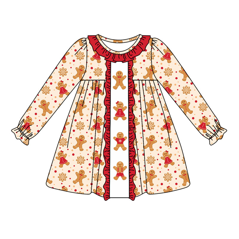 Baby Girl Long Sleeves Gingerbread Christmas Dress