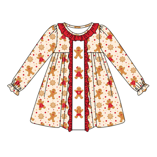 Baby Girl Long Sleeves Gingerbread Christmas Dress