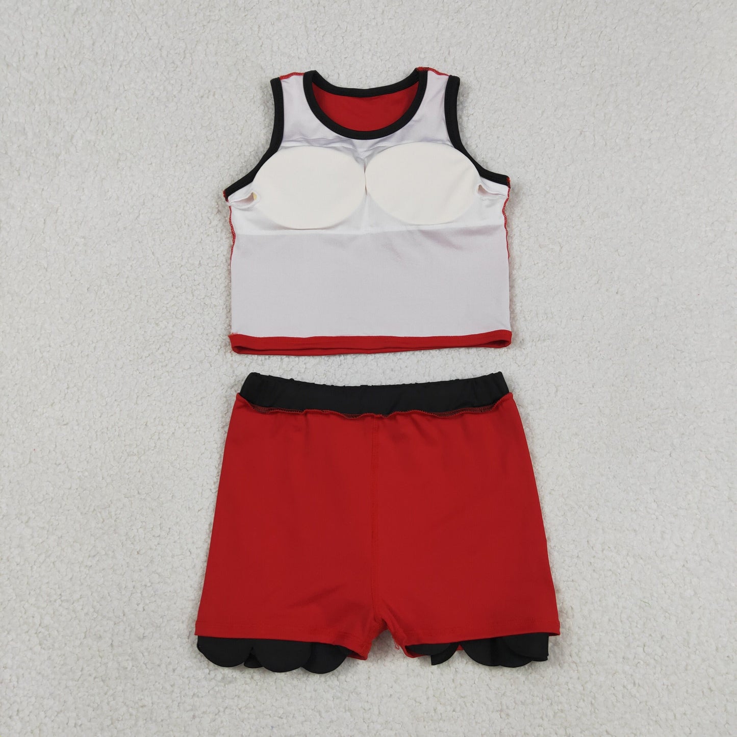 Sibling Baby Girls Kids Sleeveless Shirts Scallop Skirts Shorts Yoga Active Sets Clothes RTS