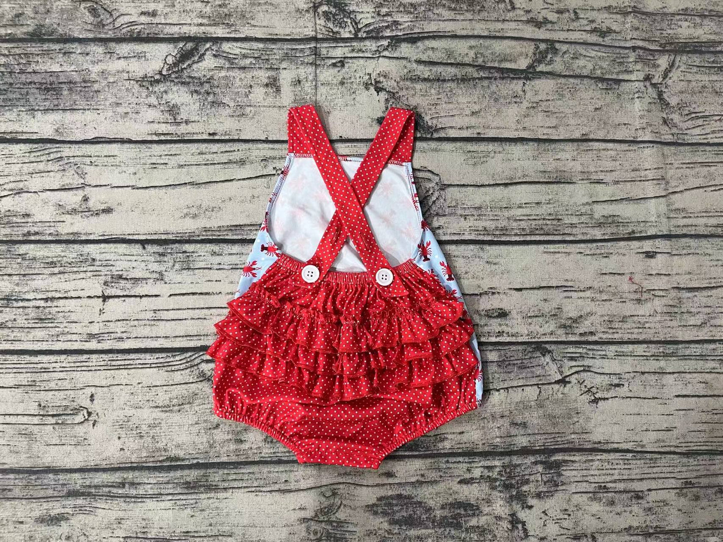 No Moq Pre-order SR0745 Baby Girl Crawfish Ruffle One Piece Romper