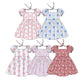 ( Moq 5 Each Style ) Sibling Baby Girls Kids Short Sleeves Bows Flower Summer Knee Length Dresses