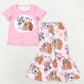 GLP1133 Baby Kids Long Sleeves Pink Hoodie Shirt Valentine's Hearts Dogs Pants Set