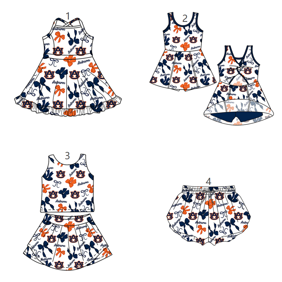 ( Moq 5 Each Style ) Baby Girls Kids Bows AU Sibling Team Shorts Dresses Set
