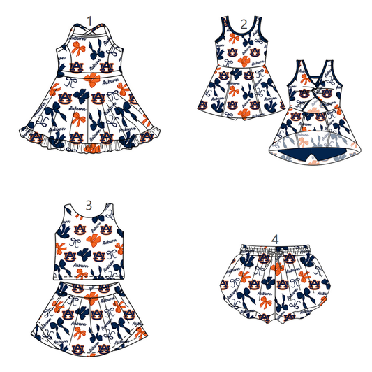 ( Moq 5 Each Style ) Baby Girls Kids Bows AU Sibling Team Shorts Dresses Set
