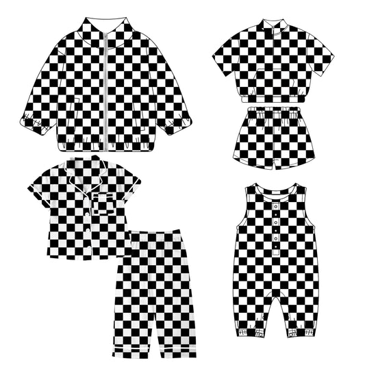 Baby Girl Sibling Black Checkered Shirt Romper Set Moq 5