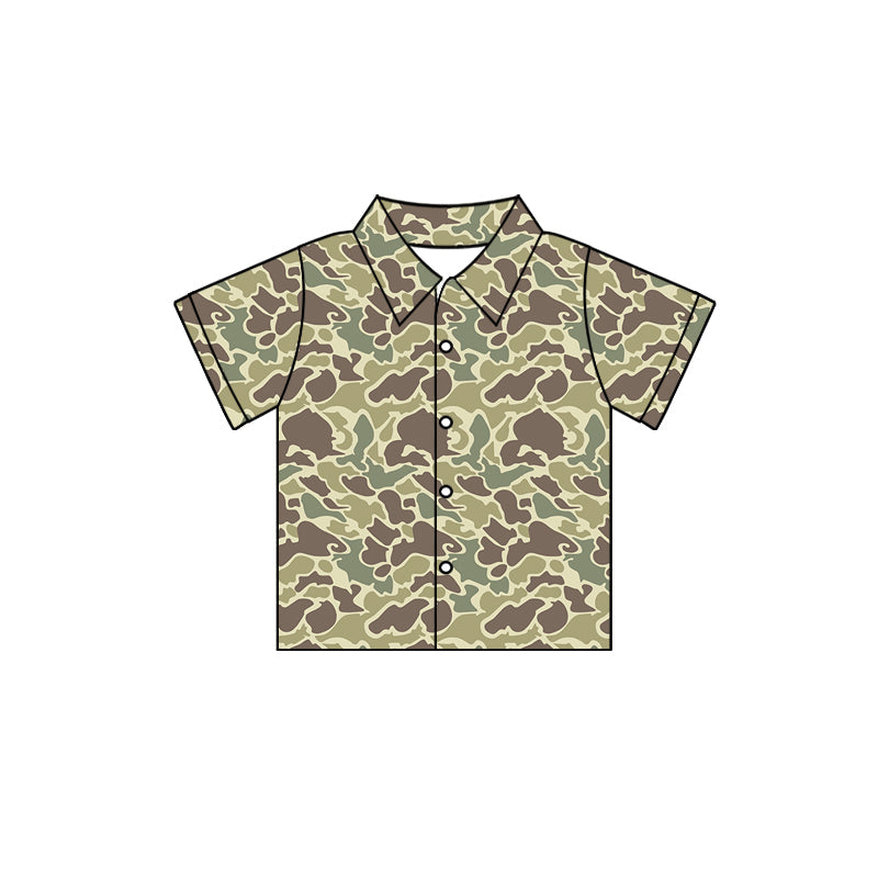 Baby Boy Short Sleeves Camo Buttons Shirt Tops Moq 5