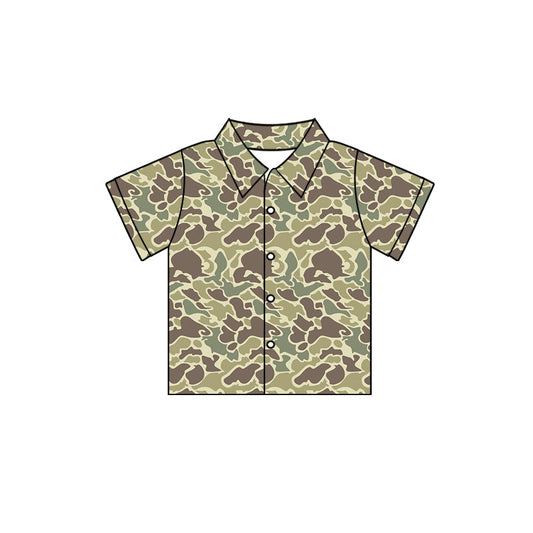 Baby Boy Short Sleeves Camo Buttons Shirt Tops Moq 5