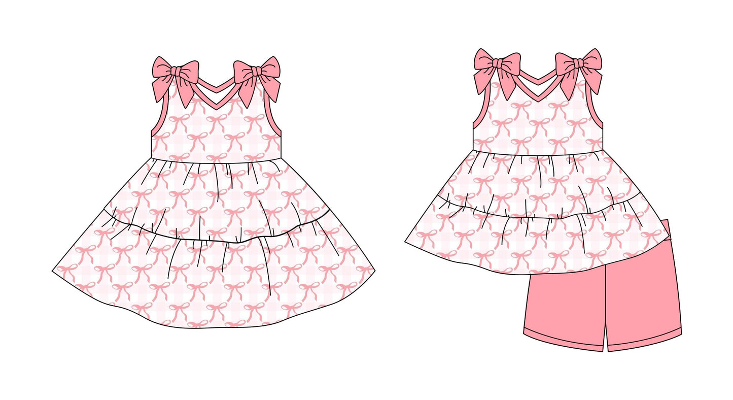 Baby Girl Straps Bows Pink Summer Sibling Dress Set ( Moq 5 Each Style ) 2.27