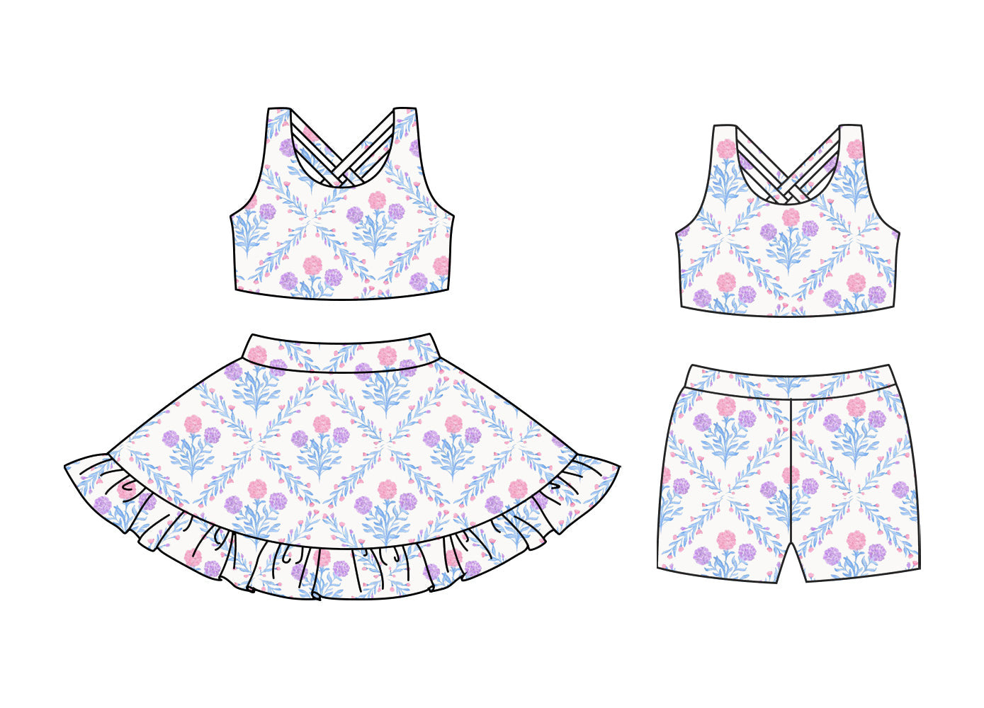 ( Moq 5 Each Style ) Baby Girl Sleeveless Flower Sibling Yoga Active Wear Set 3.24