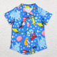 LR0784 Baby Boy Long Sleeves Dr Reading Zipper One Piece Blue Romper