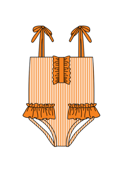( Moq 5 Each Style ) Baby Boys Girls Kids Team Sibling Orange Jumpsuits Sets Swimsuits