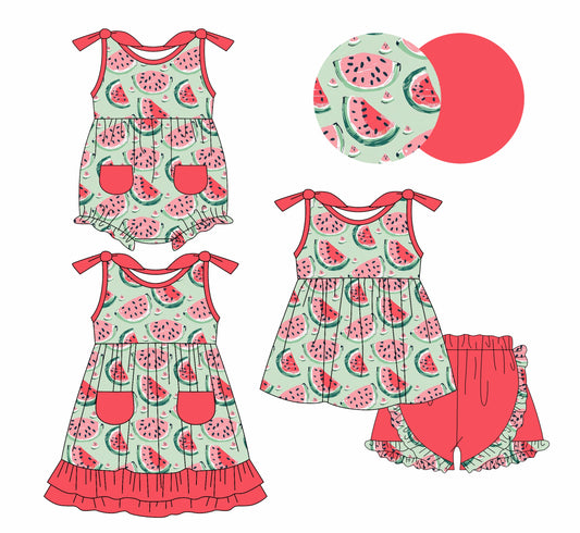 Baby Girl Watermelon Sibling Dress Romper Set ( Moq 5 Each Style ) 1.6