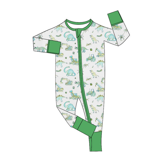 Baby Boy Infant Long Sleeves Dinosaurs Zipper Romper Moq 5