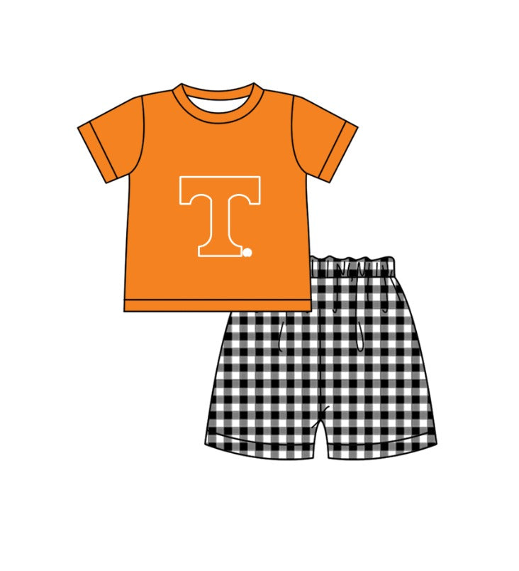 ( Moq 5 Each Style ) Baby Boys Girls Kids Plaid Team Sibling Orange Rompers Dress Sets