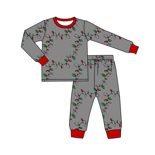 Baby Kids Long Sleeves Christmas Lights Shirt Pants Pajamas Set