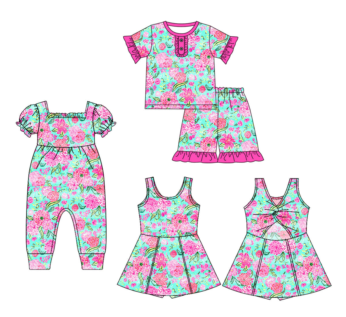 Baby Girl Flower Sibling Romper Dress Set ( Moq 5 Each Style ) 1.20