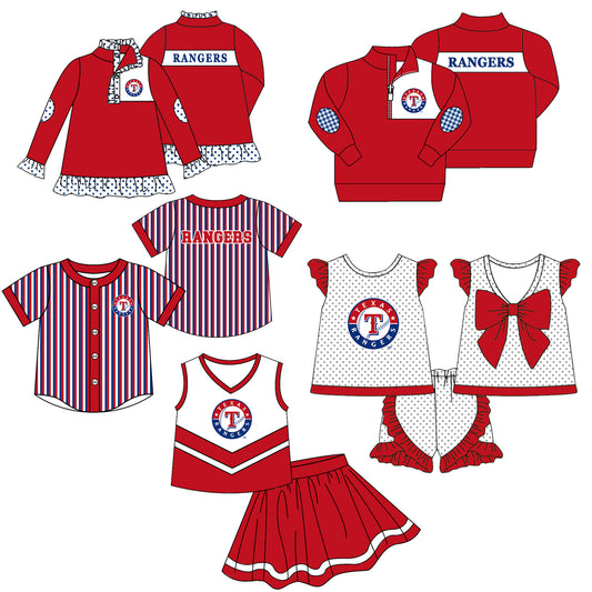 ( Moq 5 Each Style ) Baby Boys Girls Kids Sibling Red Shirts Team Sets Baseball Clothes