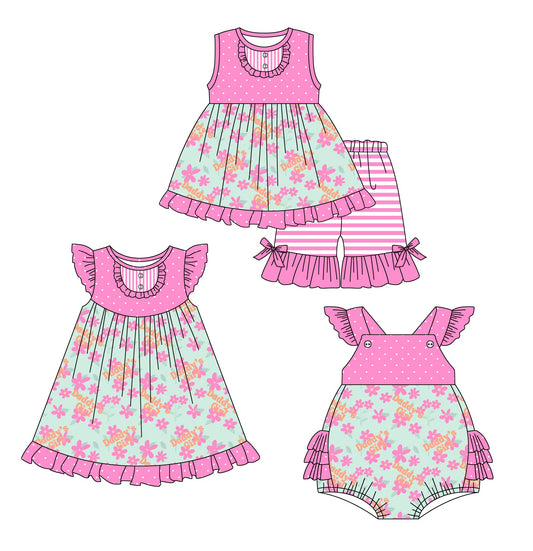 Baby Toddler Flower Daddy's Girl Sibling Romper Dress Set ( Moq 5 Each Style ) 3.6